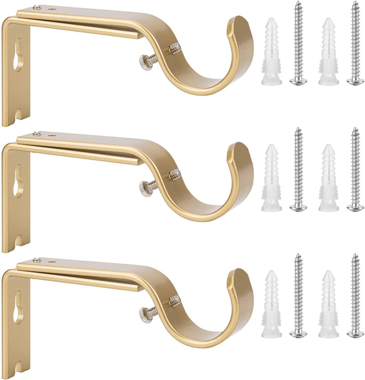 Golden Adjustable Rod Brackets - Set of 3