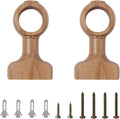 Wood Curtain Rod Holders 2-Pack for 1-1/2ft Rods - Solid Wood Brackets