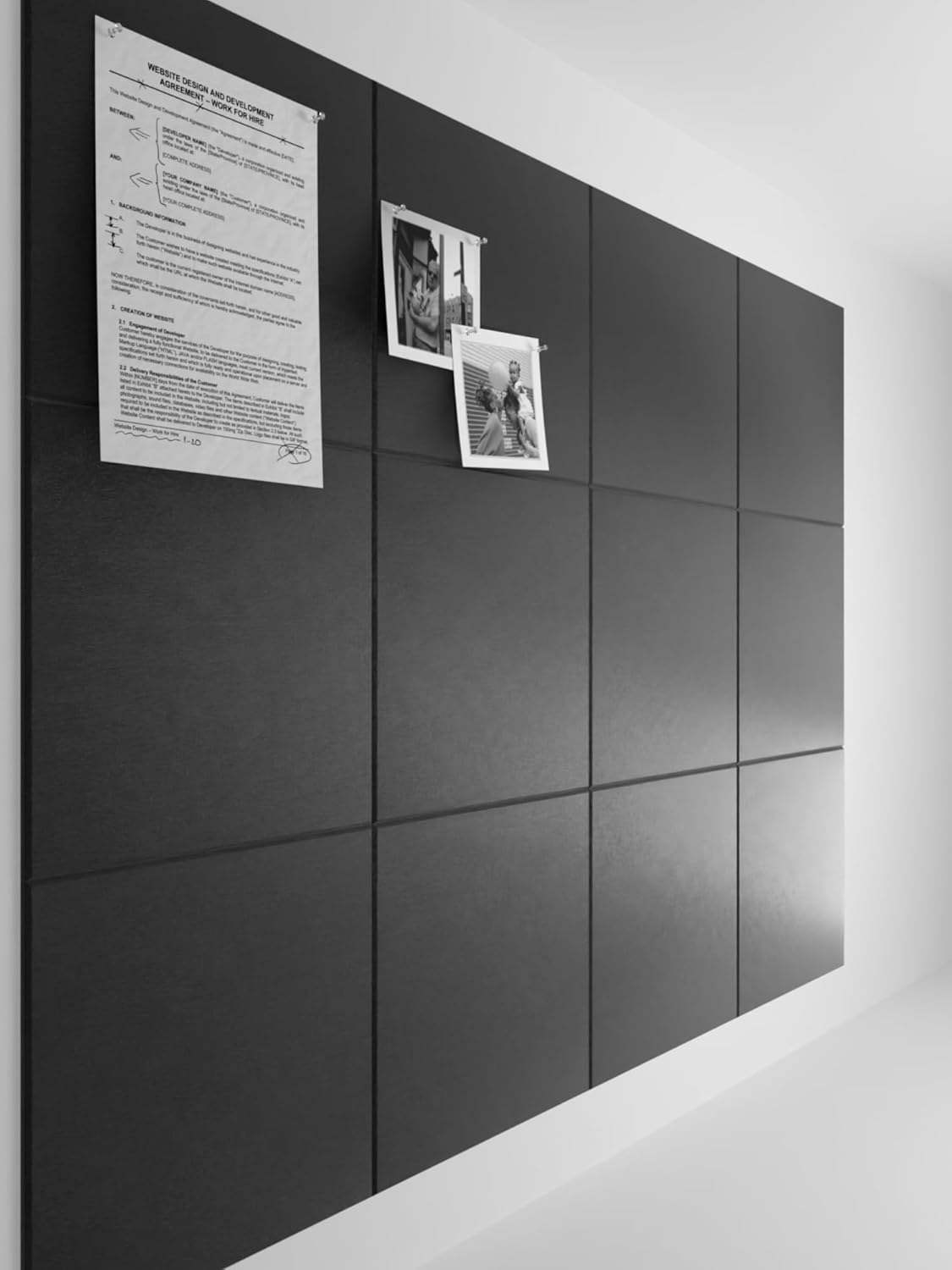 Bumusty Large Cork Board - 12 Pack Felt Wall Tiles for Decor