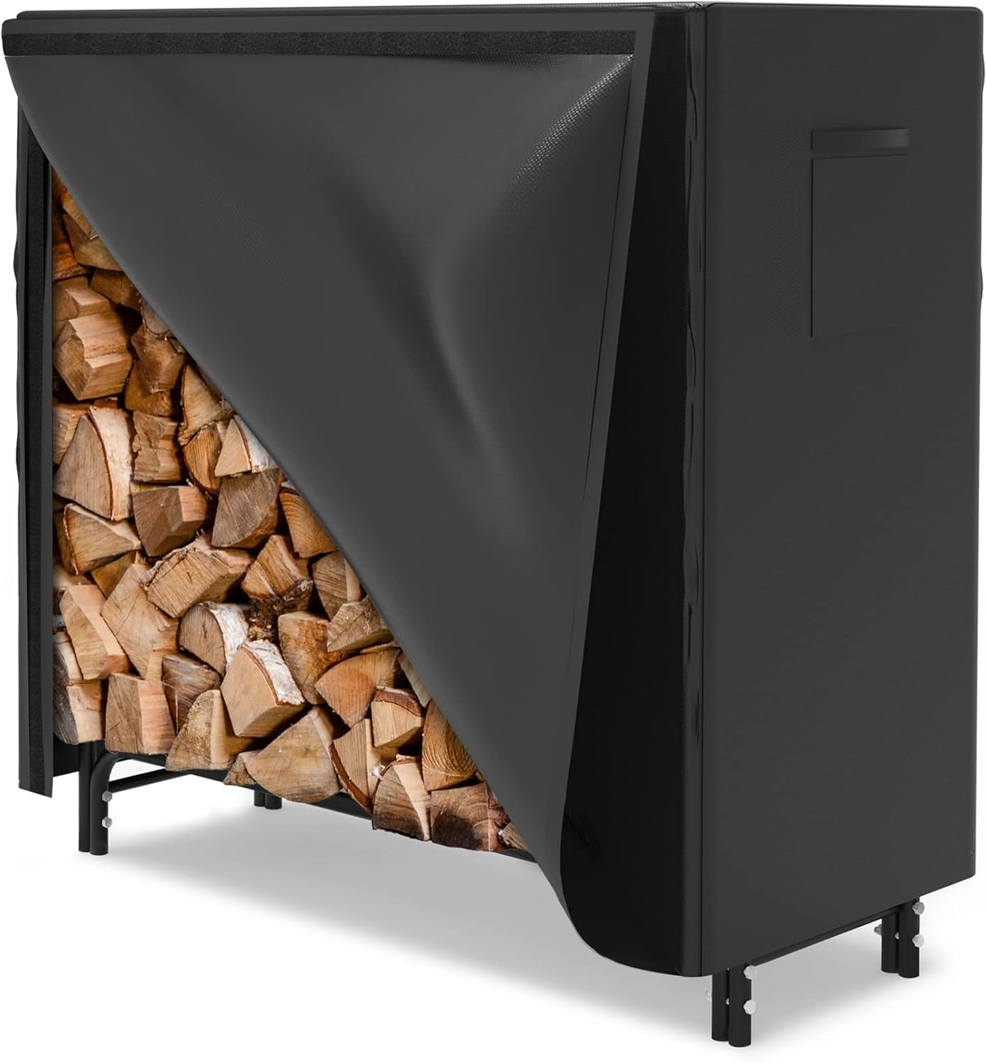 WALMANN 4ft Firewood Log Rack with Cover for Outdoor Use