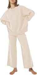 Pink Queen Women's 2 Piece Knit Lounge Set - Wide Leg Sweatsuit