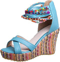 Wedge Sandals for Women with Pearls and Decorative Lace Flower - 4in