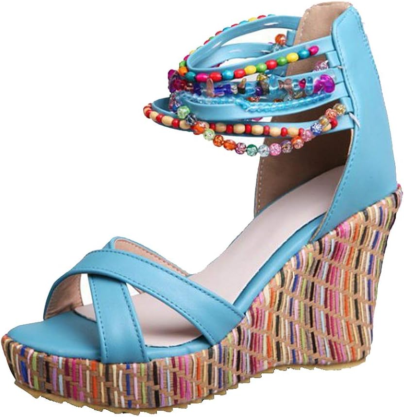 Getmorebeauty Women's Wedge Sandals With Pearls for Style