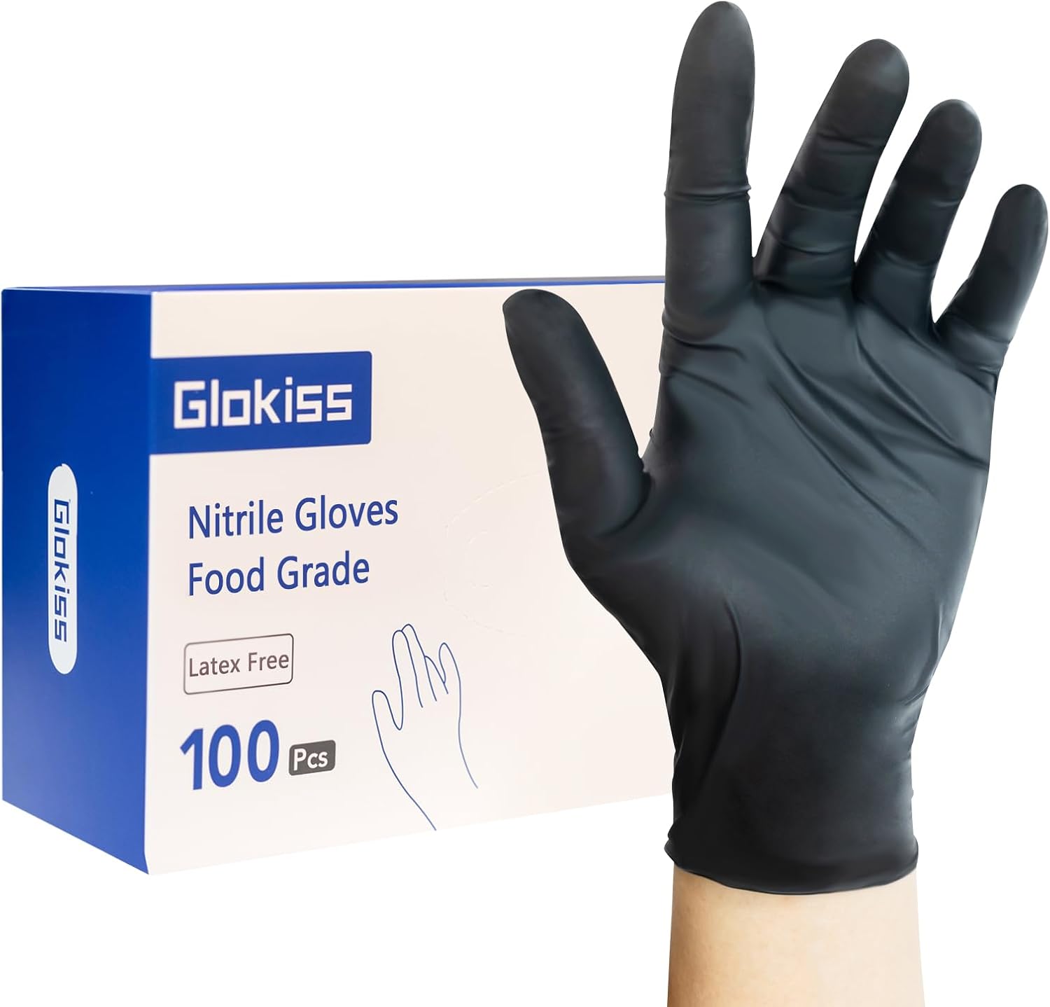 GLOKISS 5 Mil Nitrile Gloves - Food Safe & Latex Free