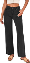 Wide Leg Jeans for Women High Waisted Straight Leg Frayed Hem rise