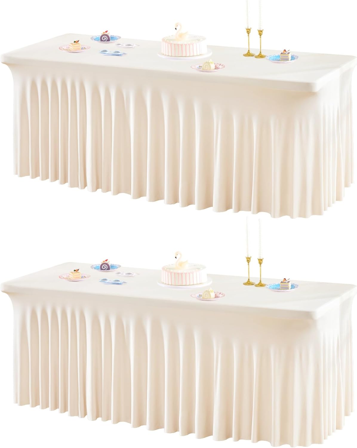 Ivory Table Covers for 6 Foot Rectangle Tables - Elegant Design