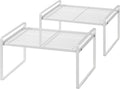 2Pack Wide White Stackable Cabinet Shelf Organizer - Space Saving