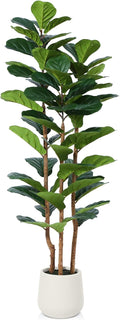 Artificial Fiddle Leaf Fig Tree with White Planter 5ft - Lifelike Faux