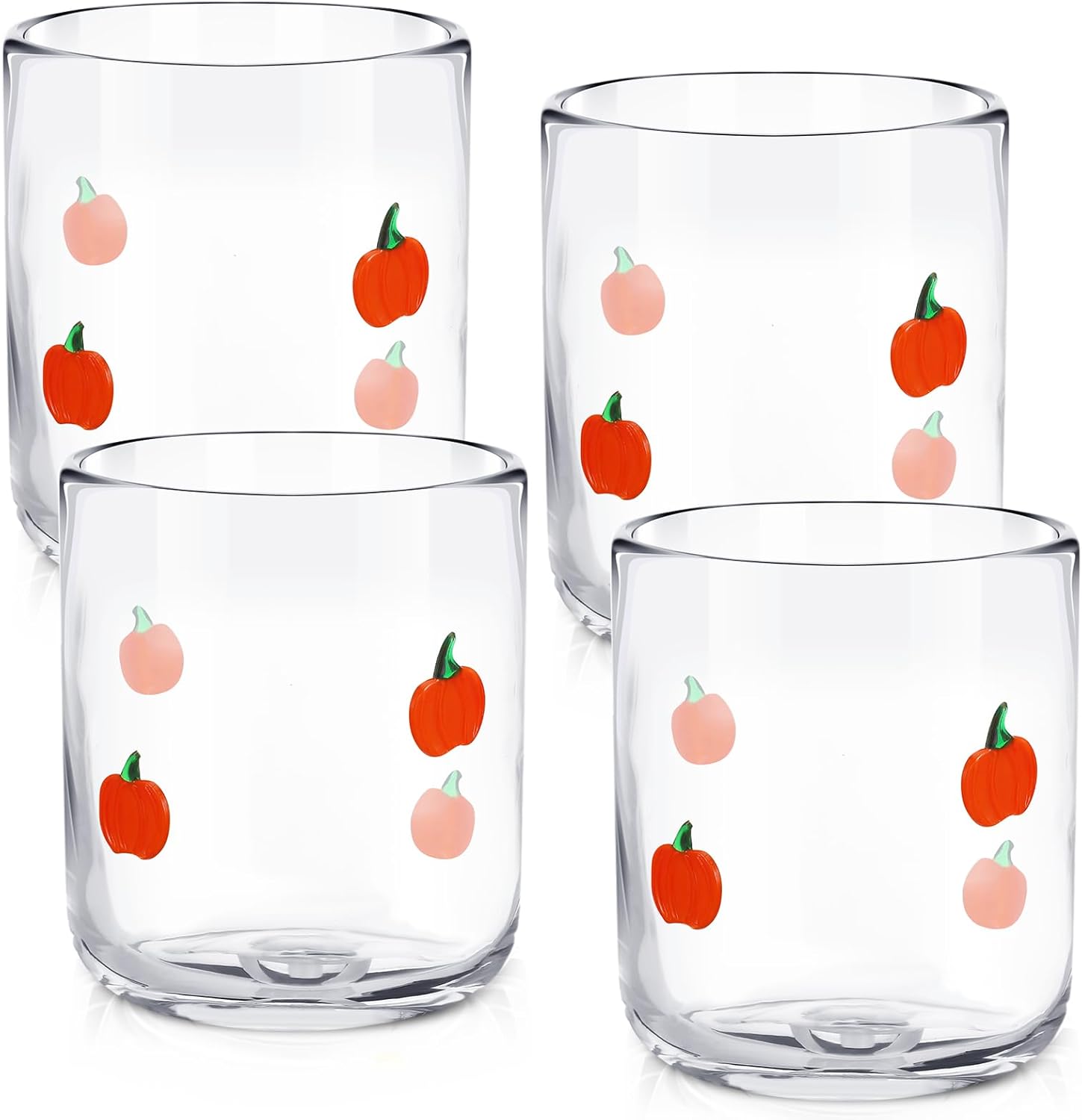 4 Pcs Pumpkin Icon Juice Glasses for Fall Celebrations