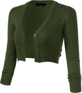 Allsense Women's 3/4 Sleeve Cropped Bolero Shrug Button (Style LG5B)