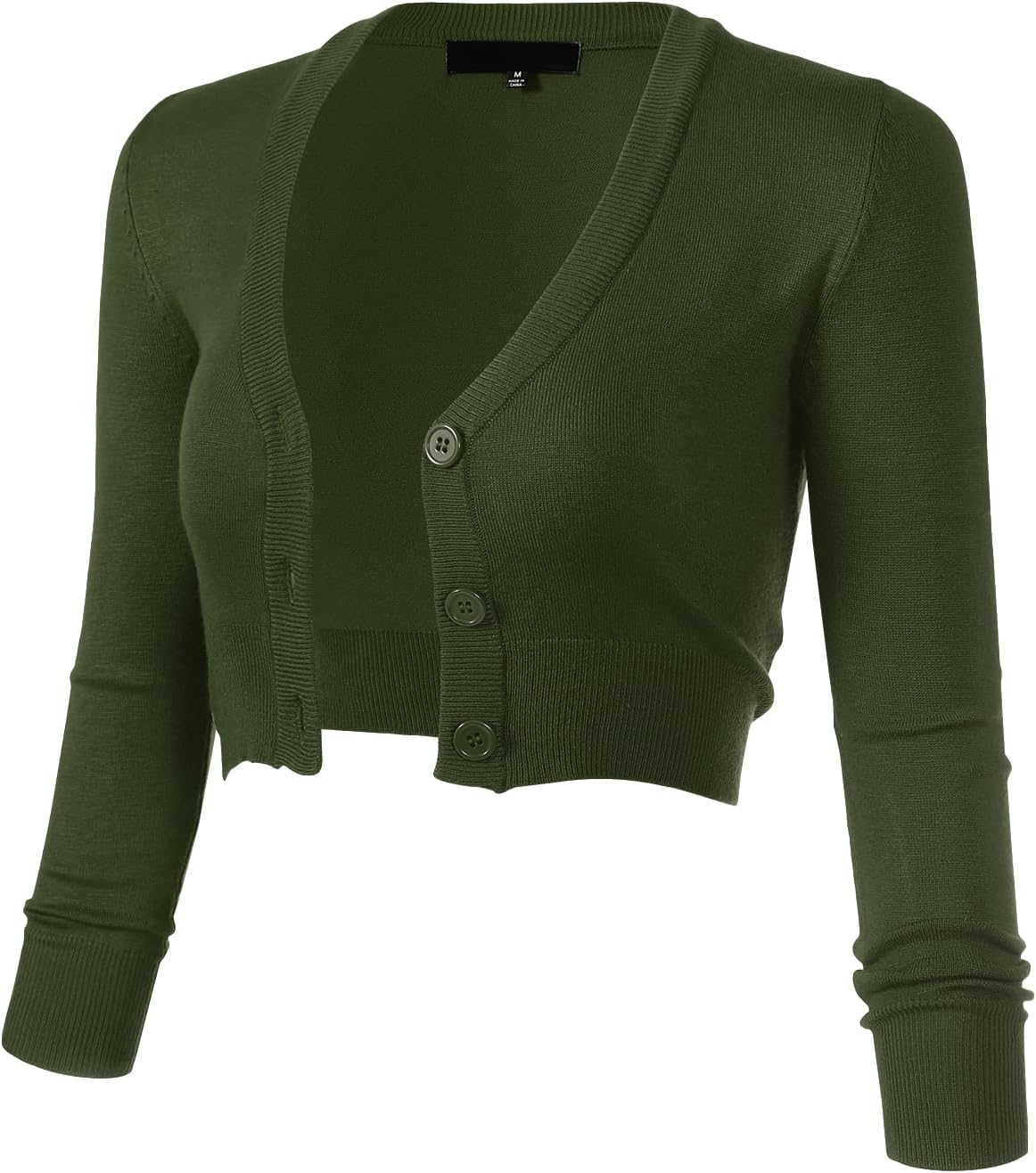 Allsense Women's 3/4 Sleeve Cropped Bolero Cardigan Sweater