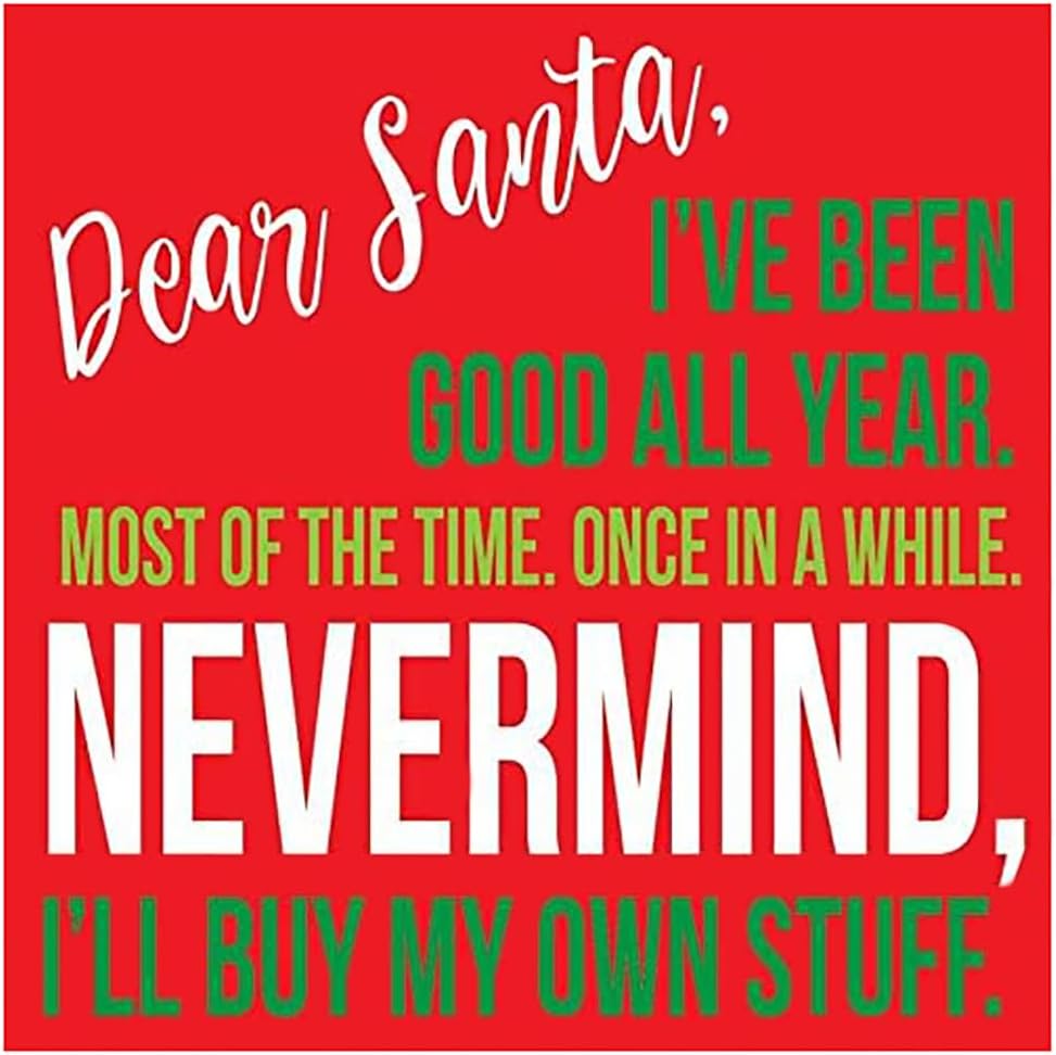 Funny Christmas Cocktail Napkins: 'Dear Santa, I've Been Good All Year...Nevermind' Pack of 40