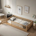 Twin Size Montessori Floor Bed Frame with Door - Low Profile Kids Bed