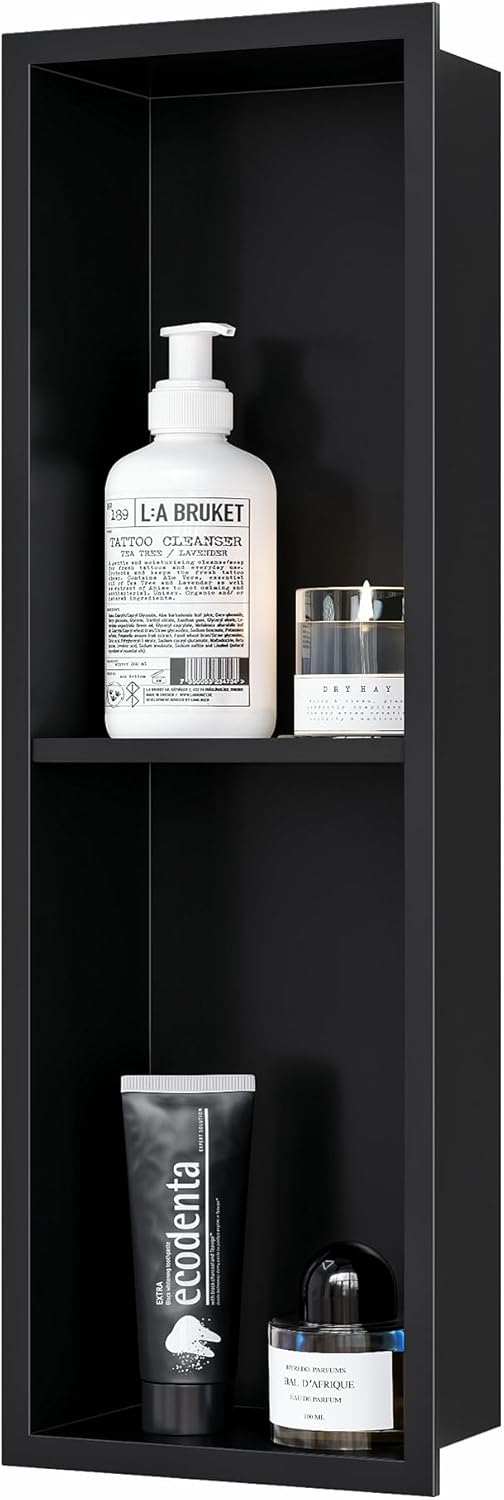 Stainless Steel Shower Niche with Double Shelves for Storage