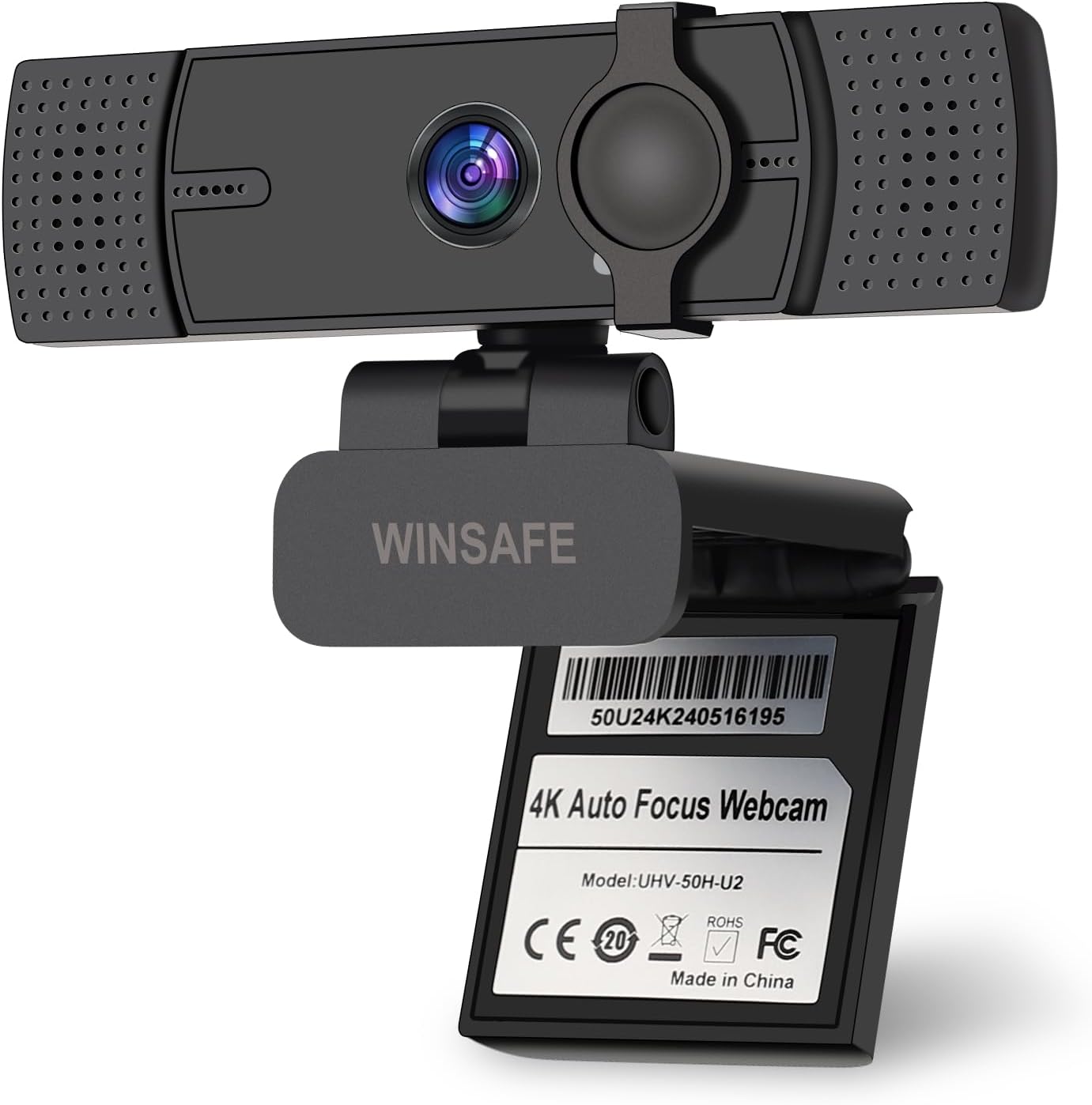 4K Webcam for PC with Dual Noise-Canceling Microphones