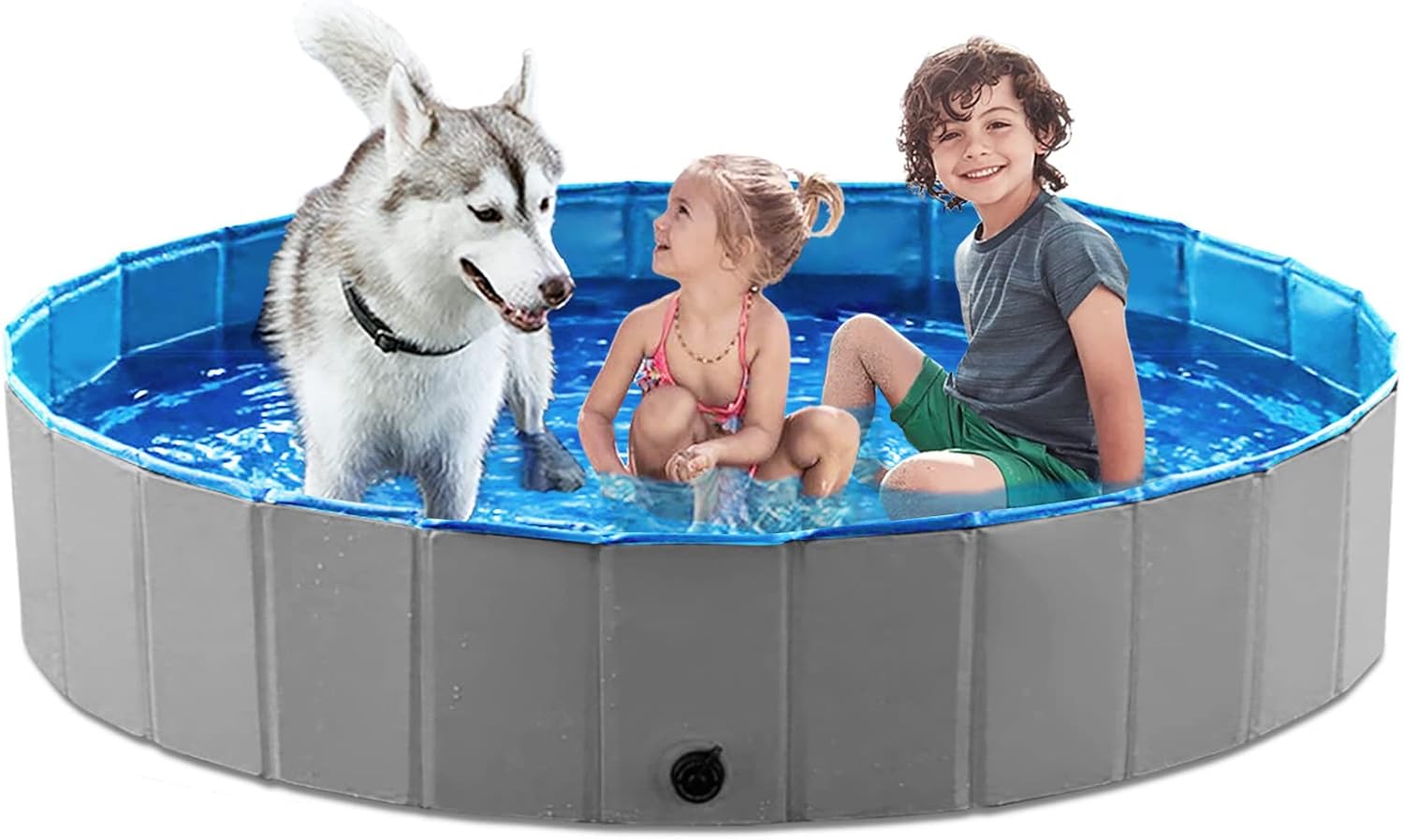 Jasonwell Foldable Dog Bath Pool for Pets and Kids 63 in Grey