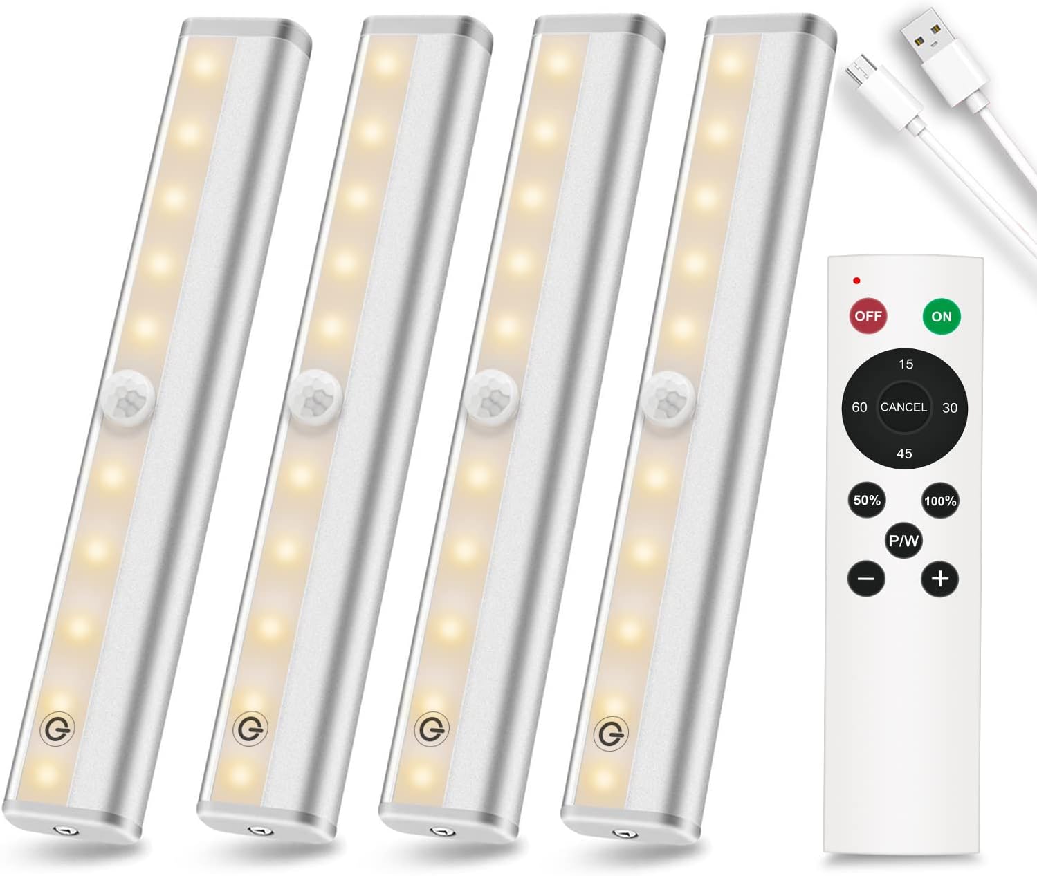 Diomart Wireless Rechargeable Under Cabinet Lighting with Remote