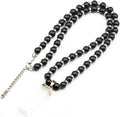 Natural Raw Tourmaline Pendant Black Onyx Beaded Necklace (Style LQRY)