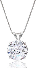 14k Gold 9mm CZ Pendant Necklace for Women - 18in Box Chain