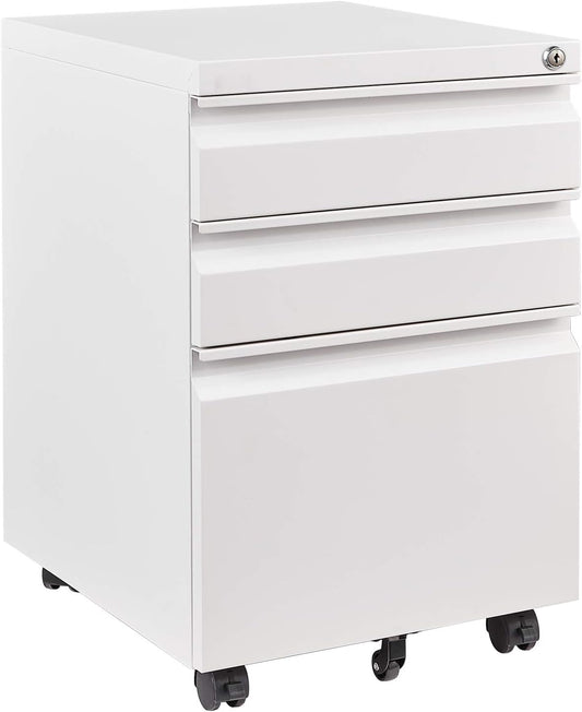 3 Drawer Mobile File Cabinet with Lock for Home Office Use