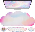 Large Cloud Mouse Pad with Wrist Rests - Ergonomic Rainbow Desk Mat