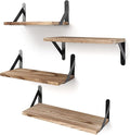 Floating Shelves Wall Mounted Set - Rustic Carbonized Black Wood