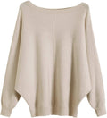 Women's Batwing Sleeve Oversized Sweater with Boat Neck by GABERLY