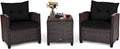 Tangkula 3 Pieces Patio Furniture Set - Compact Rattan Conversation