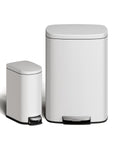 Garvee 13.2 gal + 2.6 gal Metal Trash Can Combo Set - Slim Step-On