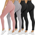 4 Pack High Waisted Leggings for Women - Black Capri Yoga Pants
