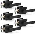 Interior Door Handles Black Privacy Knobs 5 Pack - Heavy Duty