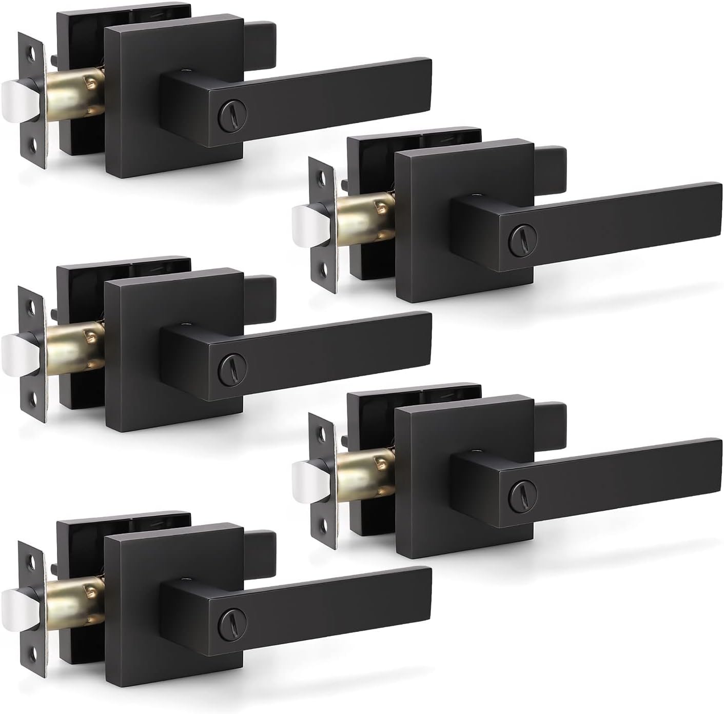 KNOBWELL Black Heavy Duty Privacy Door Knobs for Modern Homes