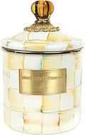 Parchment Check Canister with Lid - Decorative Small Food Canister