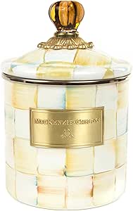 Parchment Check Canister with Lid - Decorative Food Storage
