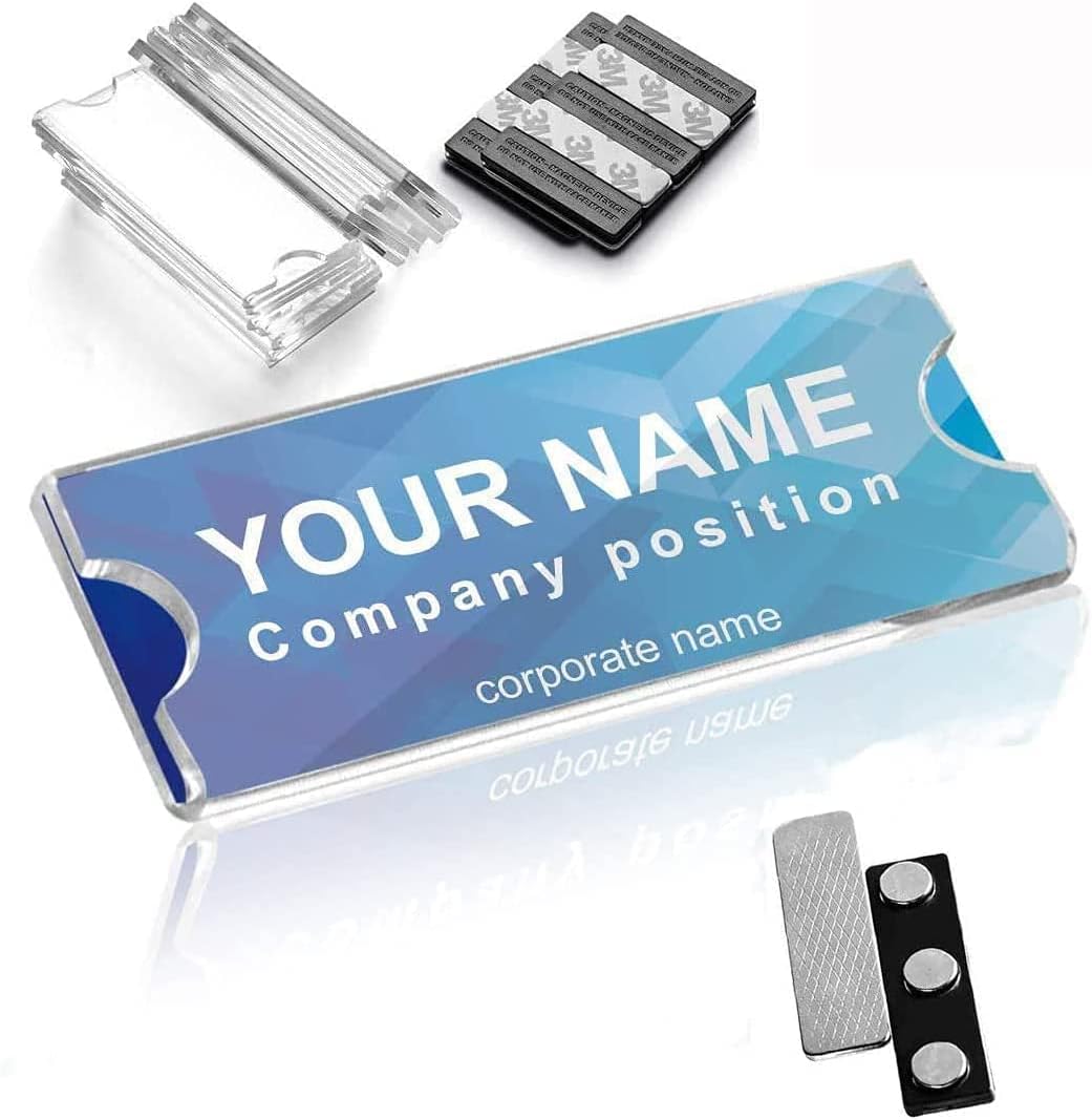 Magnetic Name Tags Kit with Strong Neodymium Magnets and Holders