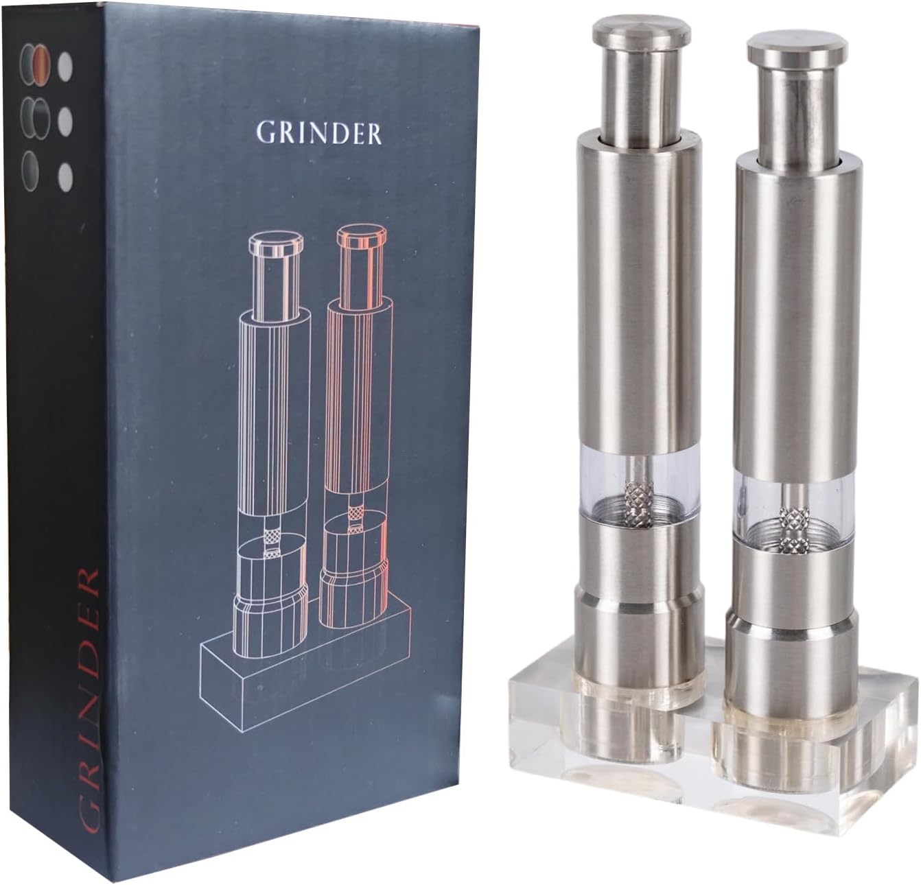 Stainless Steel Salt and Pepper Grinder Set for Effortless Flavor
