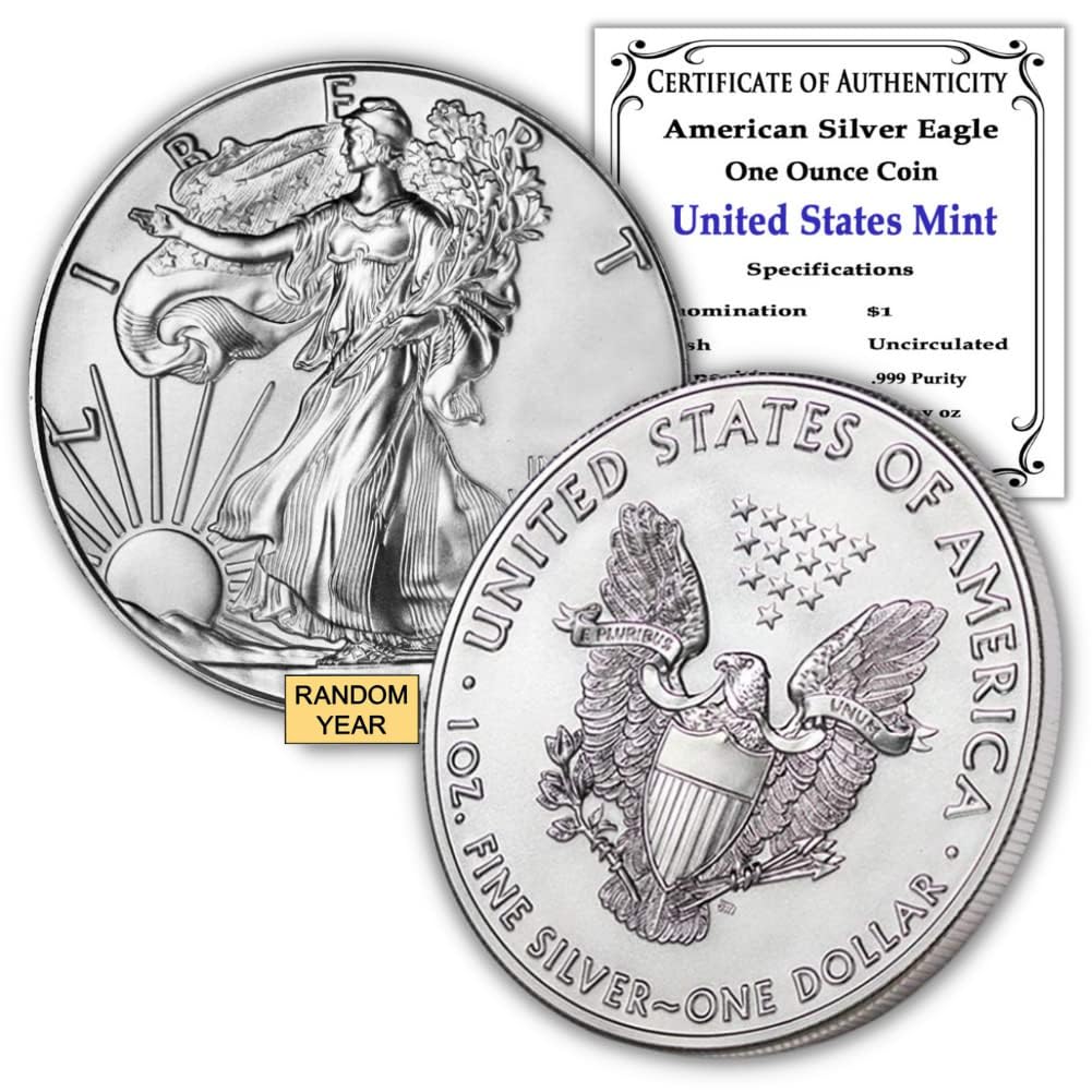 1 oz American Silver Eagle Coin Brilliant Uncirculated with Cert