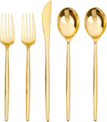 Gold Plastic Cutlery Set 300 Pcs - Elegant Disposable Silverware