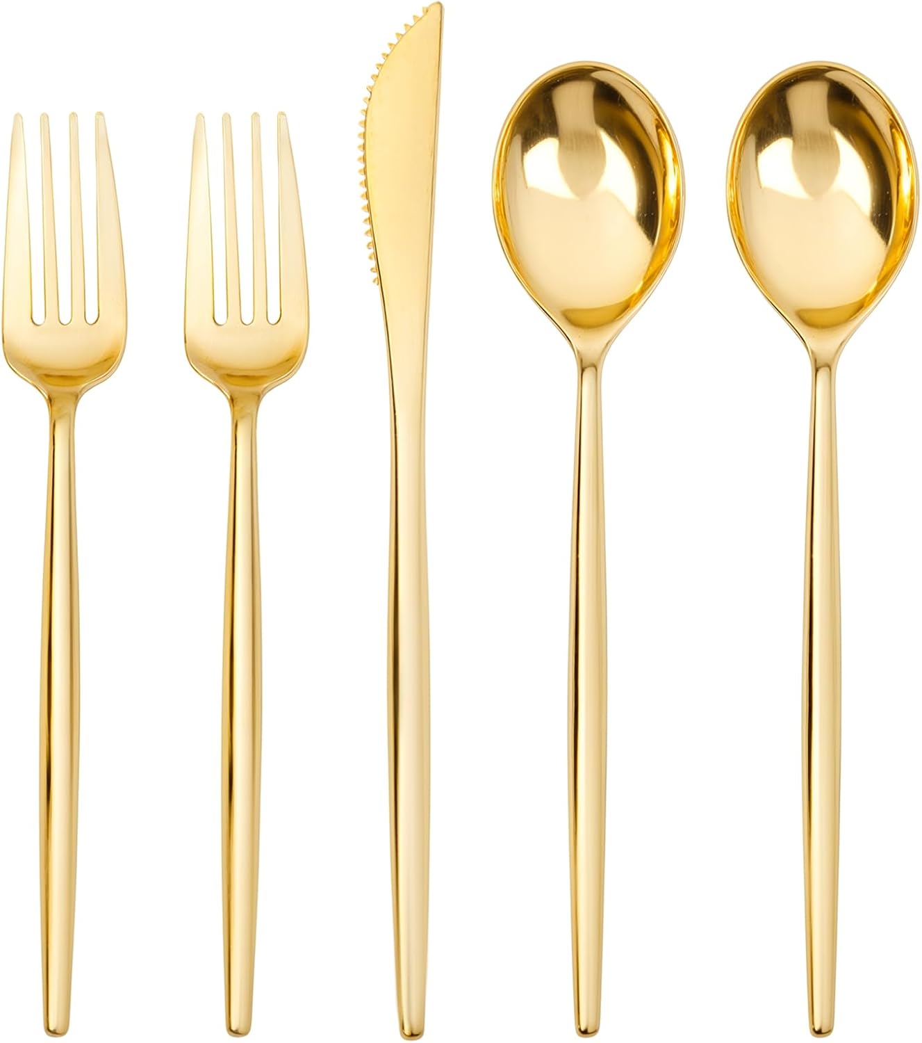 Gold Plastic Cutlery Set - 300 Pcs Heavy Duty Utensils