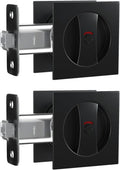 Matte Black Square Pocket Door Lock with Indicator - Modern Flush Fit