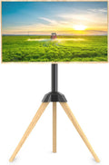 Wood Easel TV Stand for 32 to 65 in Screens - Space-Saving Tripod
