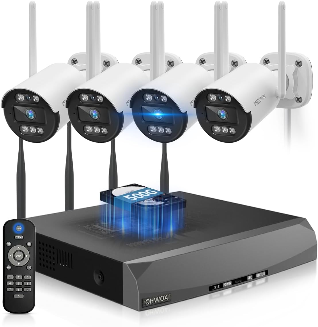 OHWOAI Outdoor Security Camera System - 130 Wide Angle, Two-Way Audio