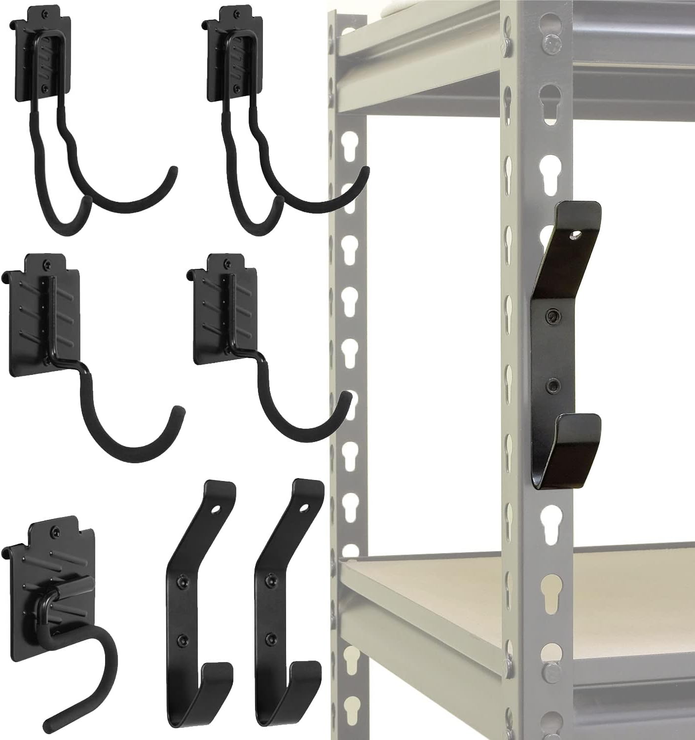 Wallmaster Boltless Shelving Hook Organizer Kit for Garage Storage