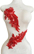 Handmade Beaded Crystal Applique Patch 35x12cm - Dress DIY Accent