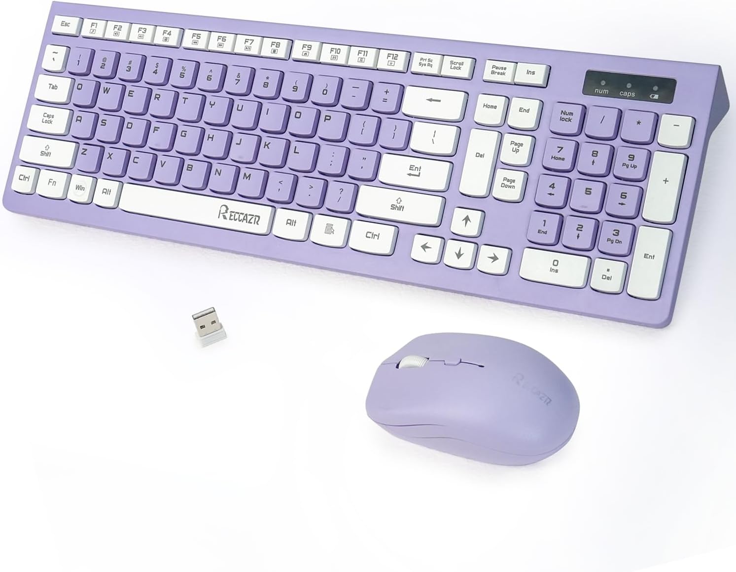 RECCAZR Purple Wireless Keyboard & Mouse Combo