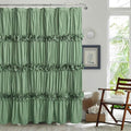 Light Green Ruffle Shower Curtain 72 W x 84 H - Vintage Handcrafted