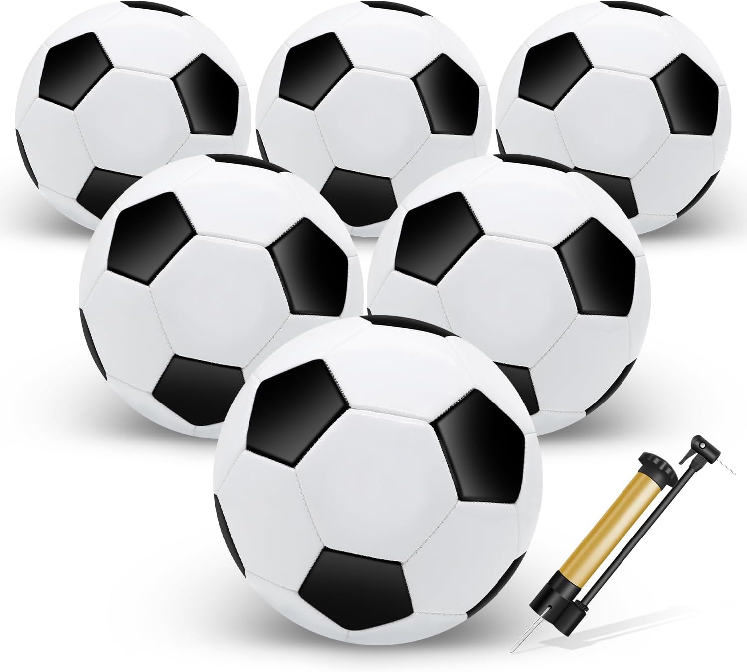 6 Pack Soccer Balls with Pump Needle for All Ages Training