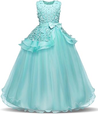 NNJXD Girl Sleeveless Embroidery Princess Pageant Dresses