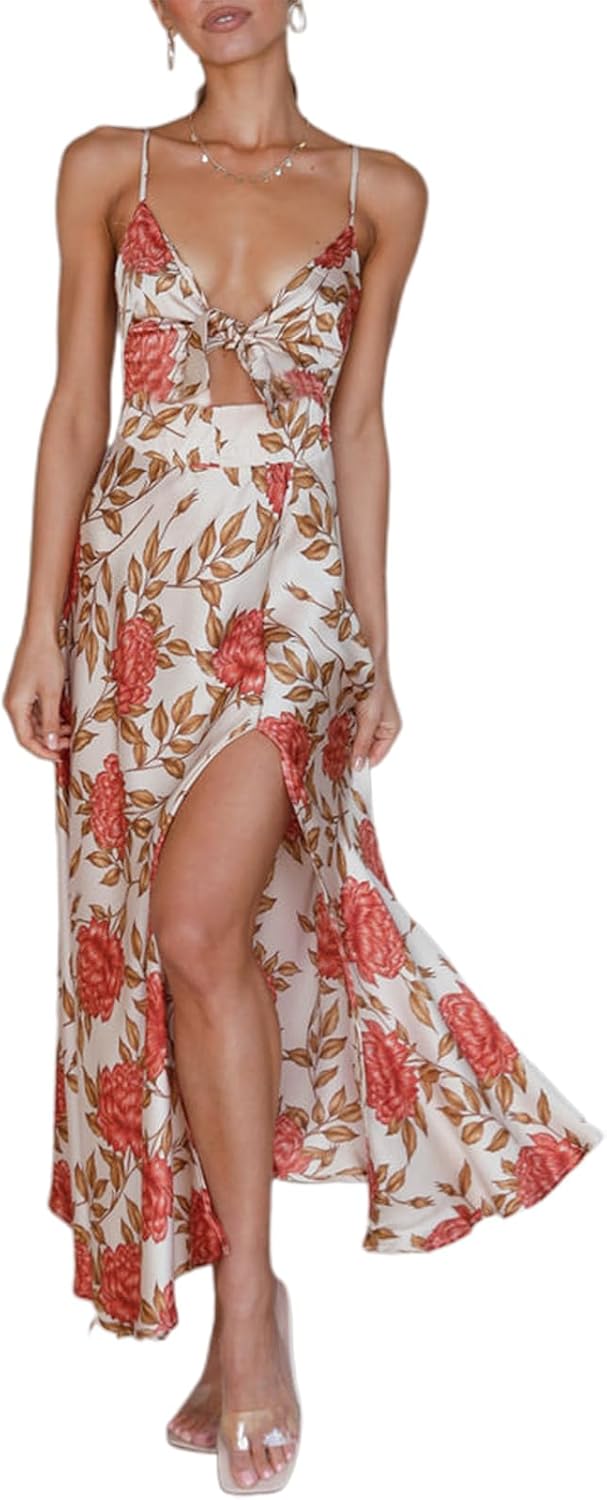 Fashionme Women Spaghetti Strap Midi Satin Dress for All Occasions