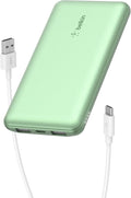 Belkin Portable Charger USB-C Power Bank 10000mAh - Slim 3-Port Power